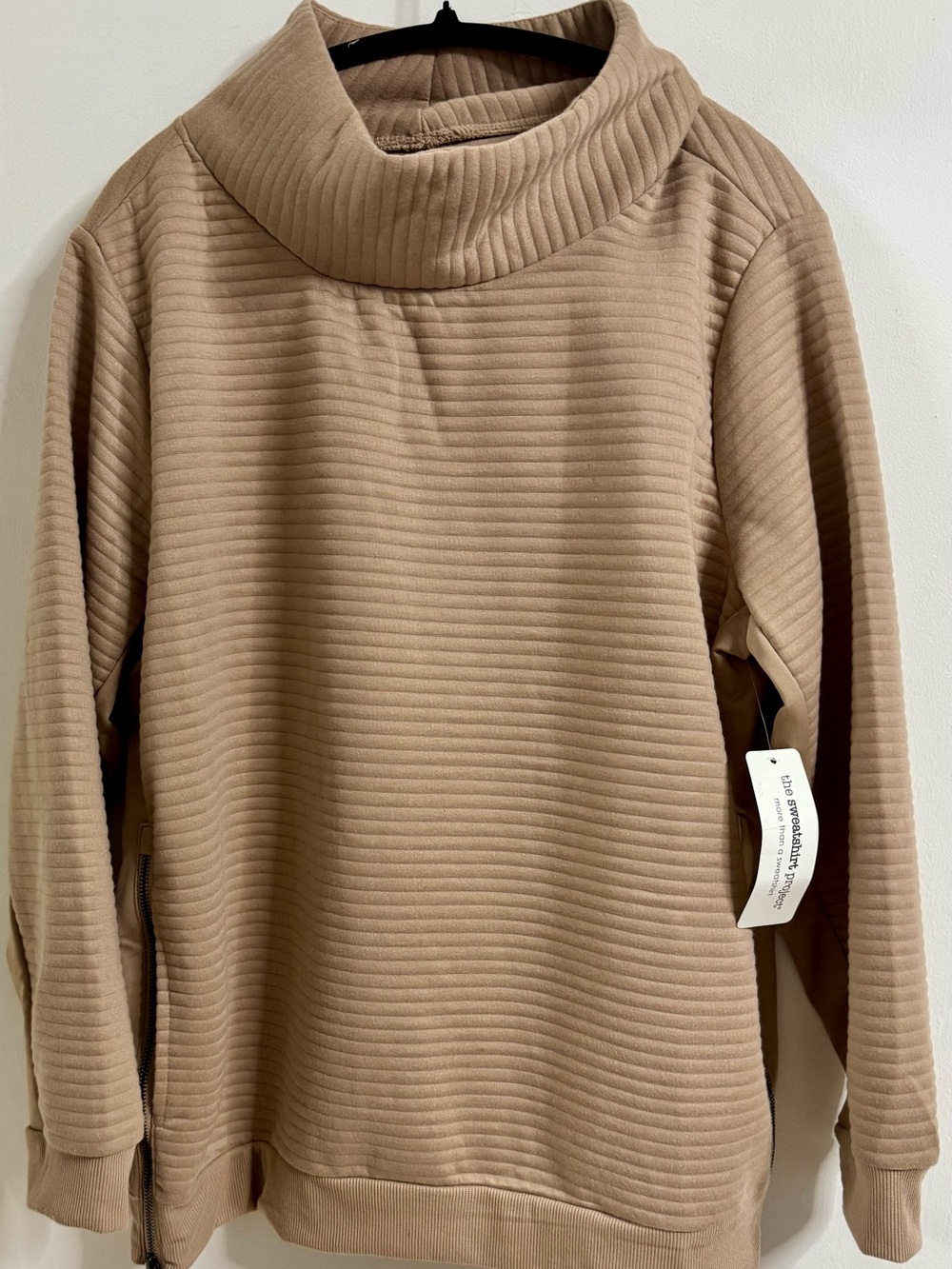 Women's Ribbed Cowl Neck Sweater - Camel